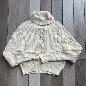 Melrose and Market Cream Cable Knit Turtleneck Sweater